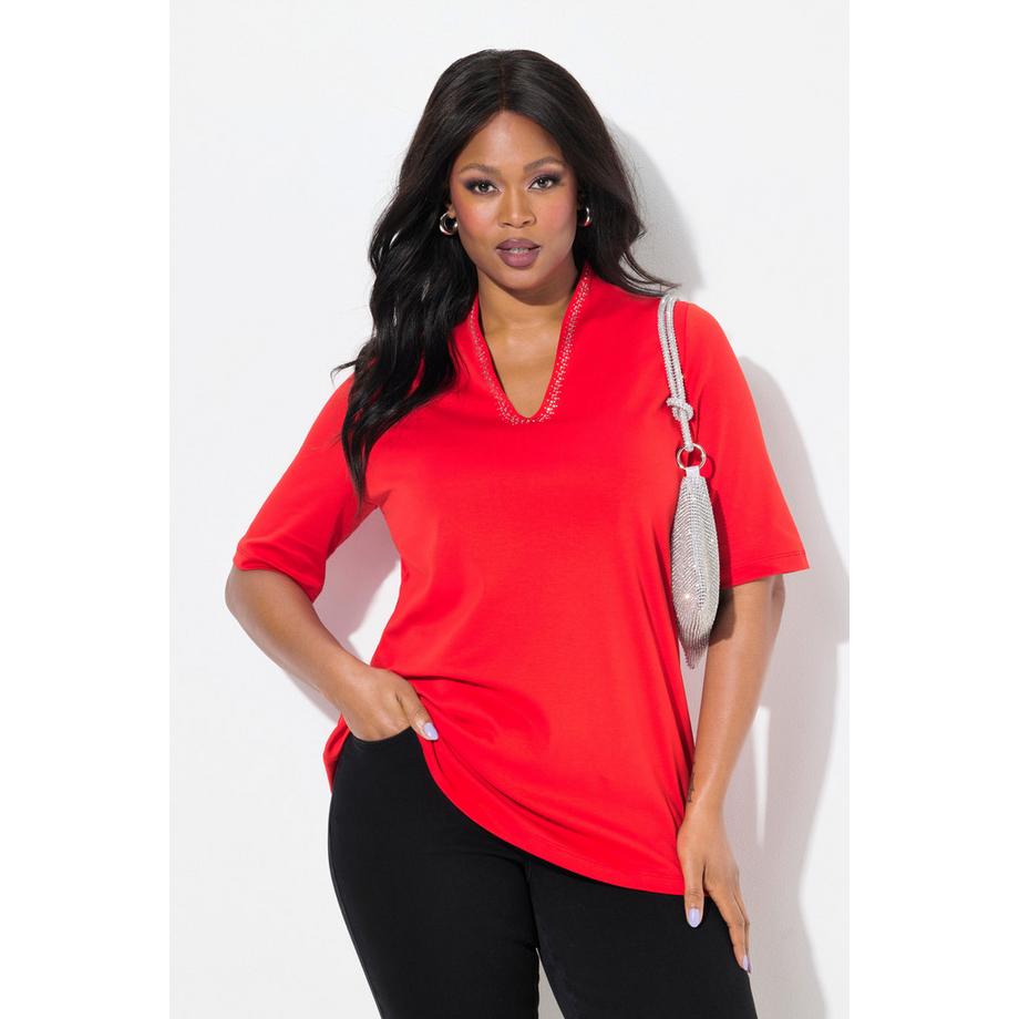 Ulla Popken T-Shirt Linea A Collo Alto Mezza Manica  