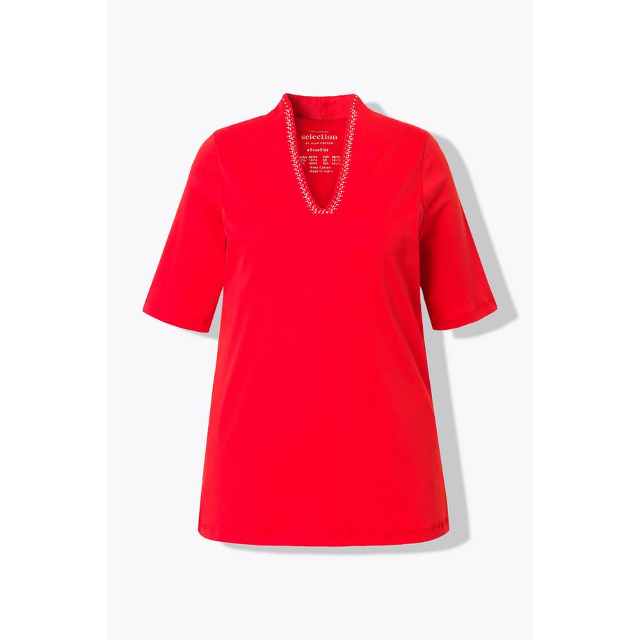Ulla Popken T-Shirt Linea A Collo Alto Mezza Manica  
