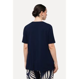 Ulla Popken  T-Shirt, Perlenstickerei, A-Linie, Rundhals, Halbarm 