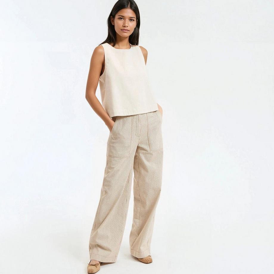 La Redoute Collections Pantalon large style charpentier à rayures  