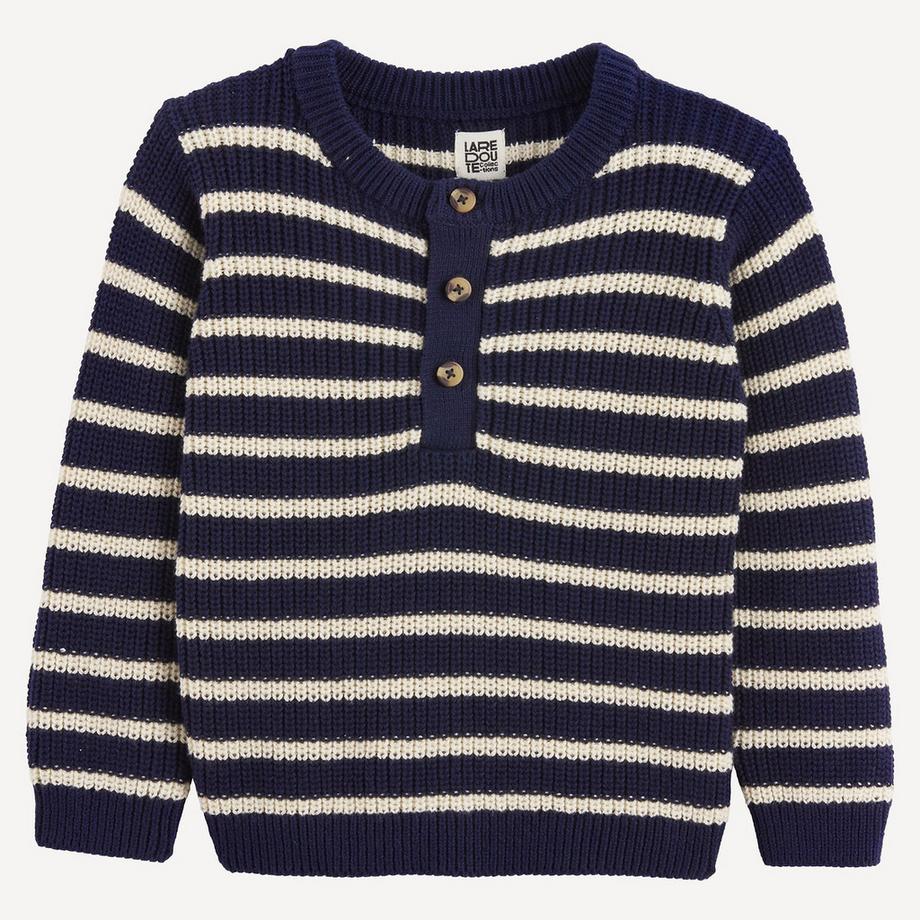 Pull rayé avec col tunisien boutonné