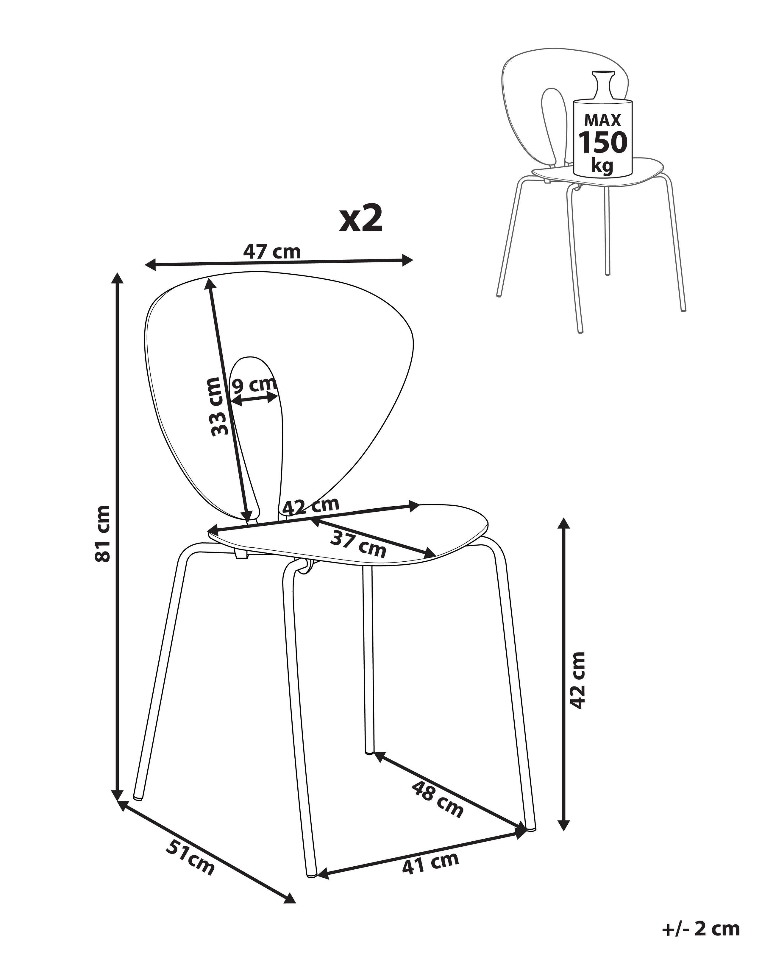 Beliani Esszimmerstuhl 2er Set aus Polypropylen Modern TRACY  