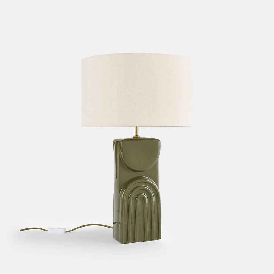 Lampe à poser céramique et lin