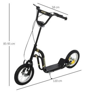 Northio  Scooter Per Bambini A Partire Da 5 Anni Scooter Scooter Per Bambini Scooter Da Città Pneumatici 12 Pollici Gomma Alluminio Nero 120X58X85-95 Cm 
