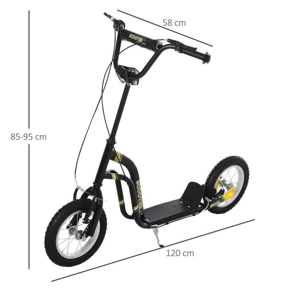 Northio  Scooter Per Bambini A Partire Da 5 Anni Scooter Scooter Per Bambini Scooter Da Città Pneumatici 12 Pollici Gomma Alluminio Nero 120X58X85-95 Cm 