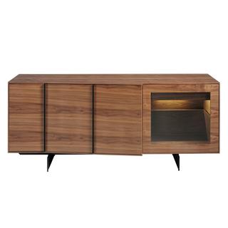 ANGEL CERDA Credenza in noce e acciaio nero con illuminazione interna  