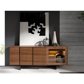 ANGEL CERDA Credenza in noce e acciaio nero con illuminazione interna  