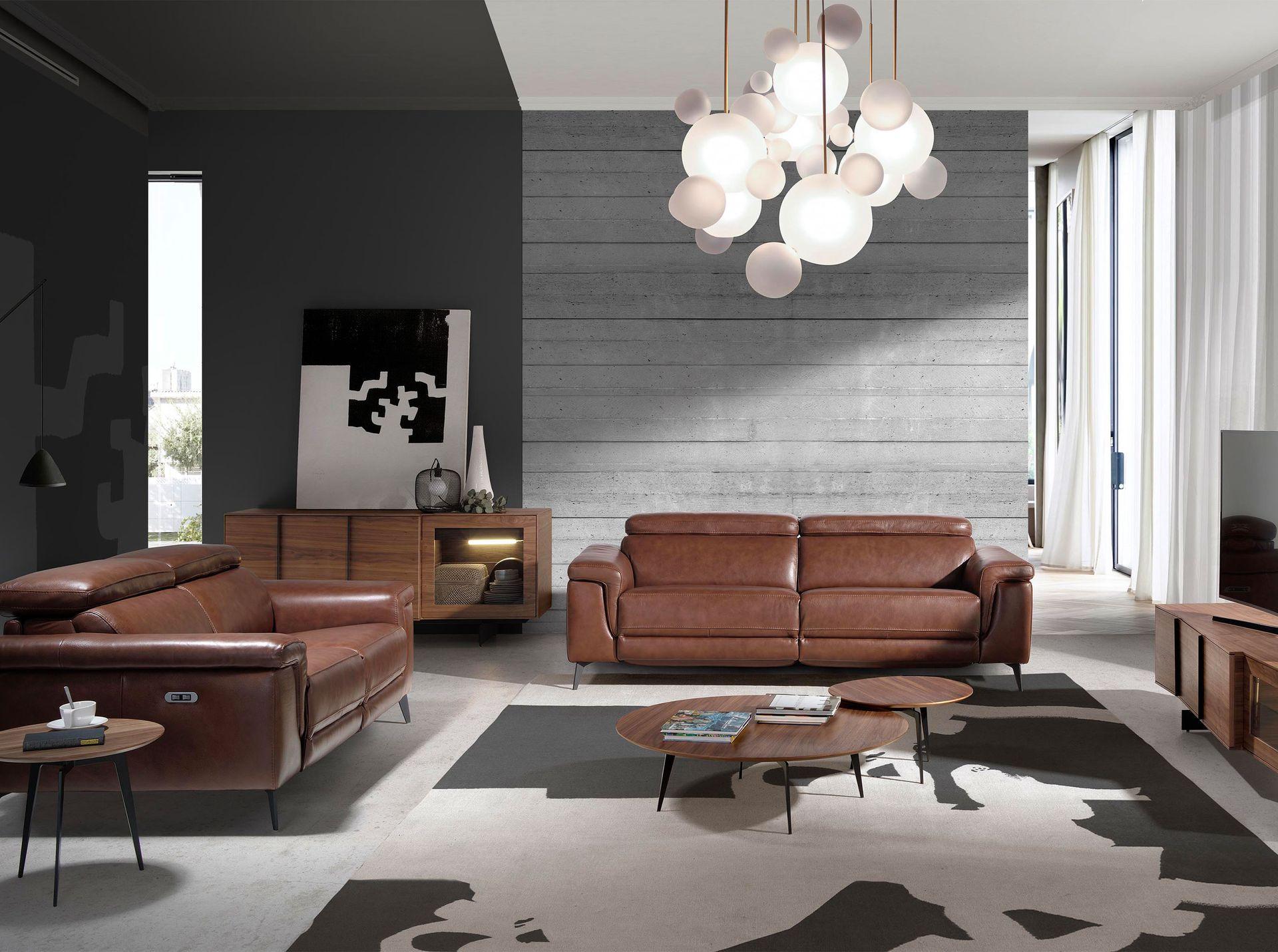 ANGEL CERDA Credenza in noce e acciaio nero con illuminazione interna  