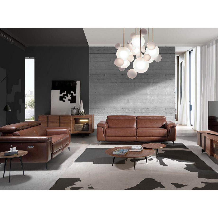 ANGEL CERDA Credenza in noce e acciaio nero con illuminazione interna  