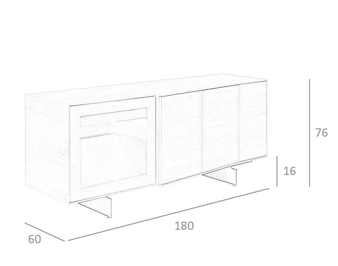 ANGEL CERDA Credenza in legno di noce con illuminazione interna a led  