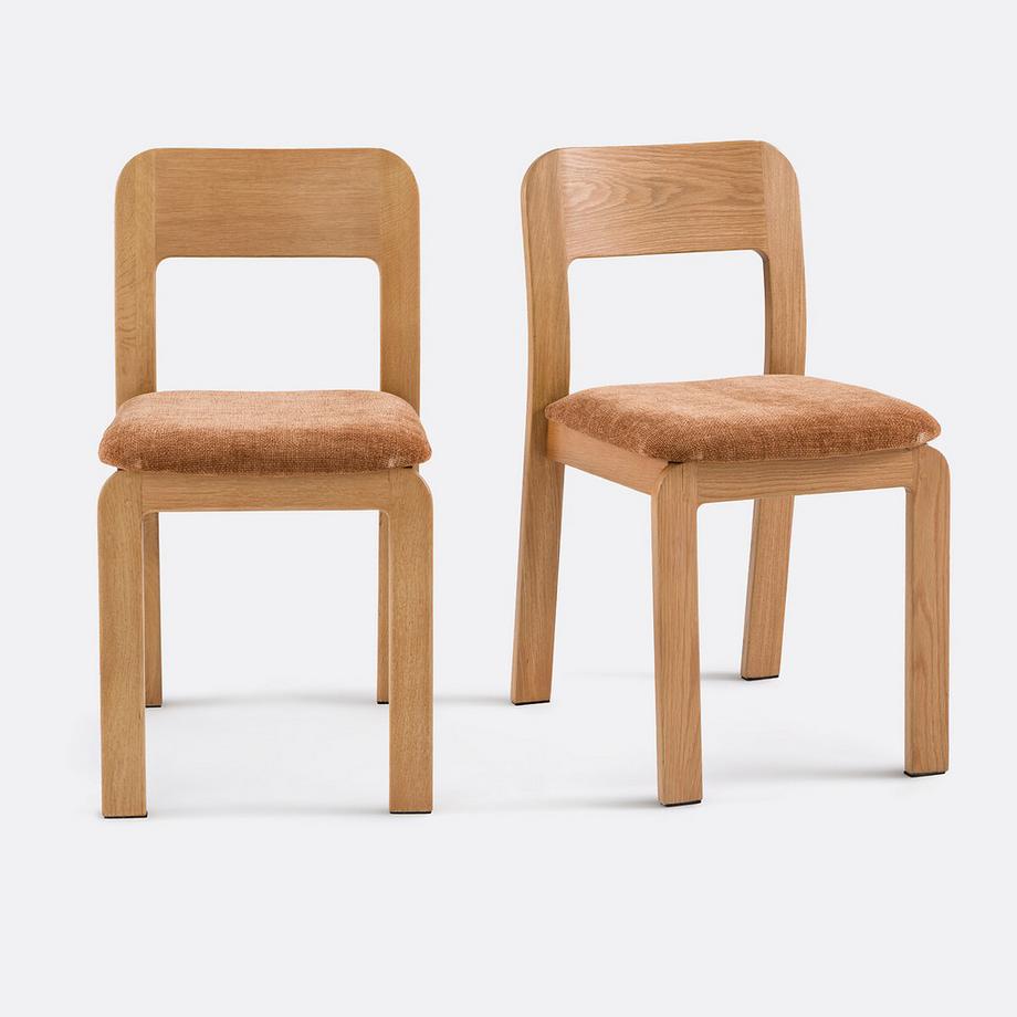 Set mit 2 gepolsterten Stühlen aus massiver Eiche Talet