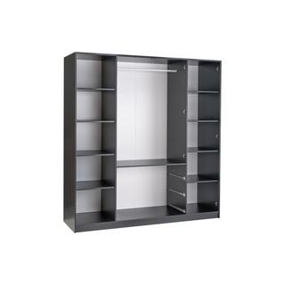 Vente-unique  Armoire 4 portes et 3 tiroirs - Avec miroirs - L196 - Noir et doré - MONLIO 