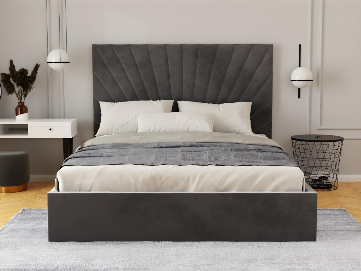 Vente-unique Bett mit Bettkasten Samt RILIODA  