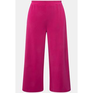 Ulla Popken  Pantalon en molleton de modal mélangé, jambe large et taille élastique 