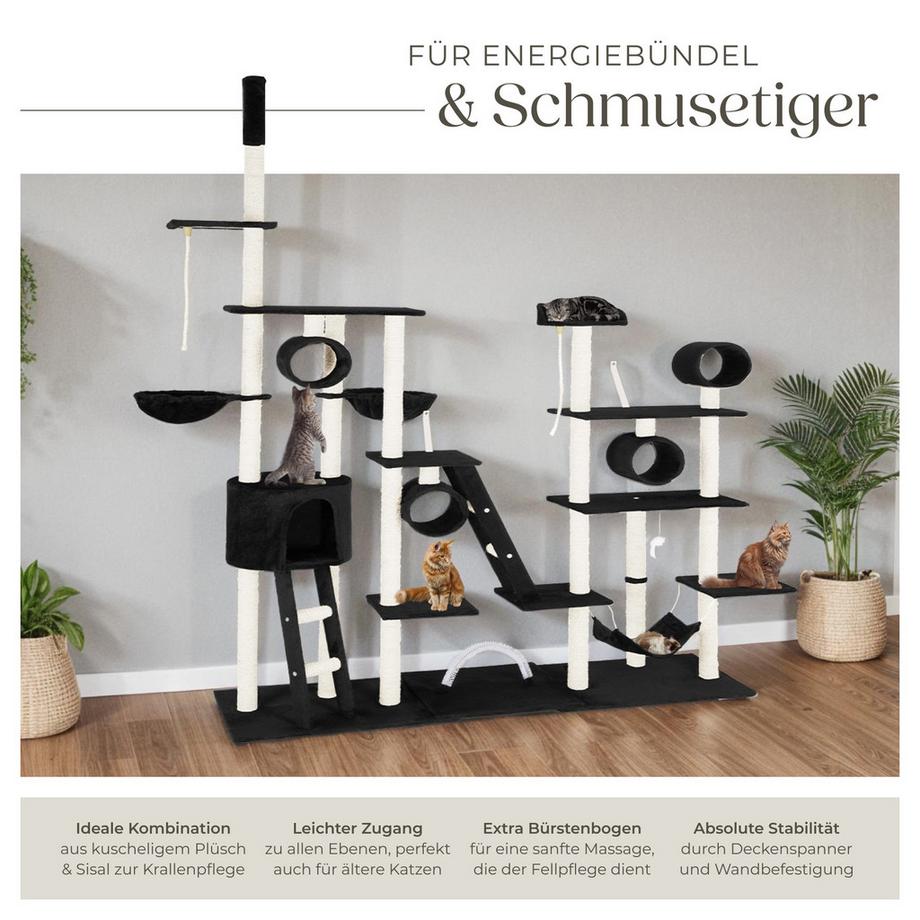 Tectake  Arbre à chat SNOOKY 234 à 261 cm avec griffoir et plateforme d'escalade 