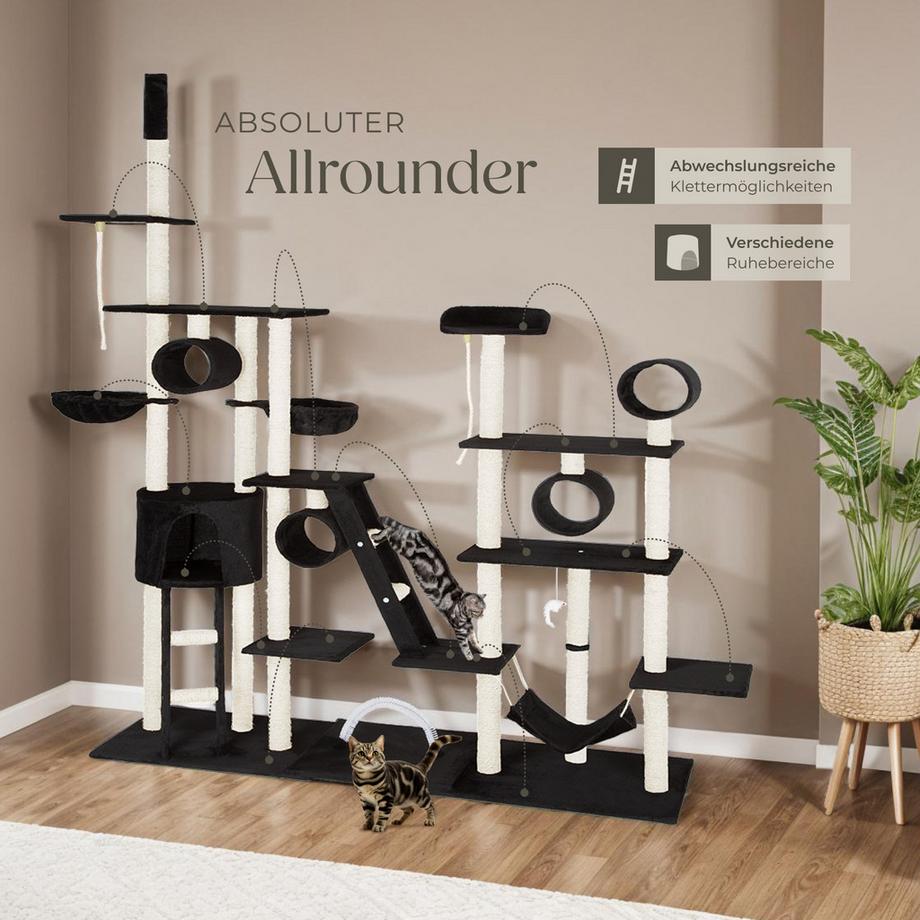 Tectake  Arbre à chat SNOOKY 234 à 261 cm avec griffoir et plateforme d'escalade 