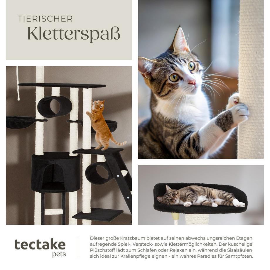 Tectake  Arbre à chat SNOOKY 234 à 261 cm avec griffoir et plateforme d'escalade 