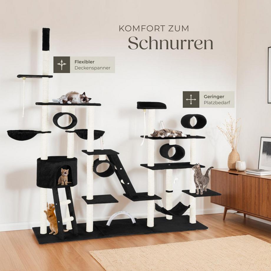 Tectake  Arbre à chat SNOOKY 234 à 261 cm avec griffoir et plateforme d'escalade 