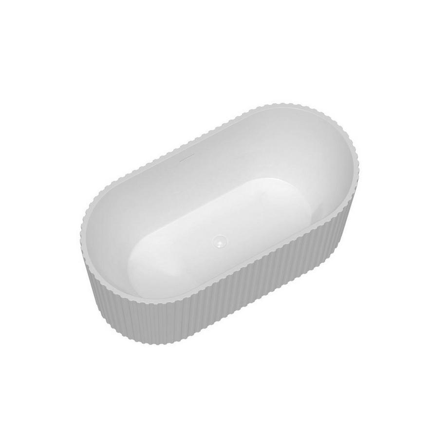 Vente-unique Baignoire îlot striée en acrylique - Blanc brillant - 220L - 150 x 75 x 58 cm - ALIENA  