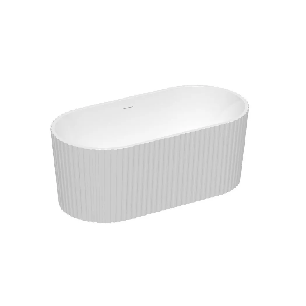 Vente-unique - Vasca da bagno freestanding scanalata 220 litri 150 x 75 x 58 cm in Acrilico Bianco lucido - ALIENA, One Size, Blanco