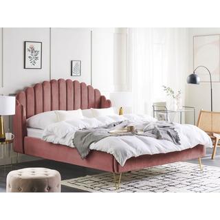 Beliani Bett mit Lattenrost aus Samtstoff Retro AMBILLOU  