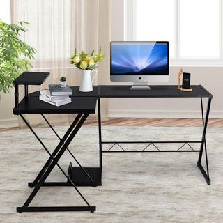 Northix Table d'ordinateur en forme de L, bureau, table d'angle, bureau d'angle, noir  