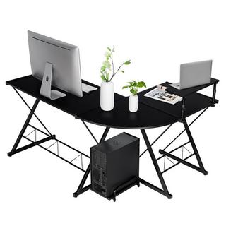 Northix Table d'ordinateur en forme de L, bureau, table d'angle, bureau d'angle, noir  
