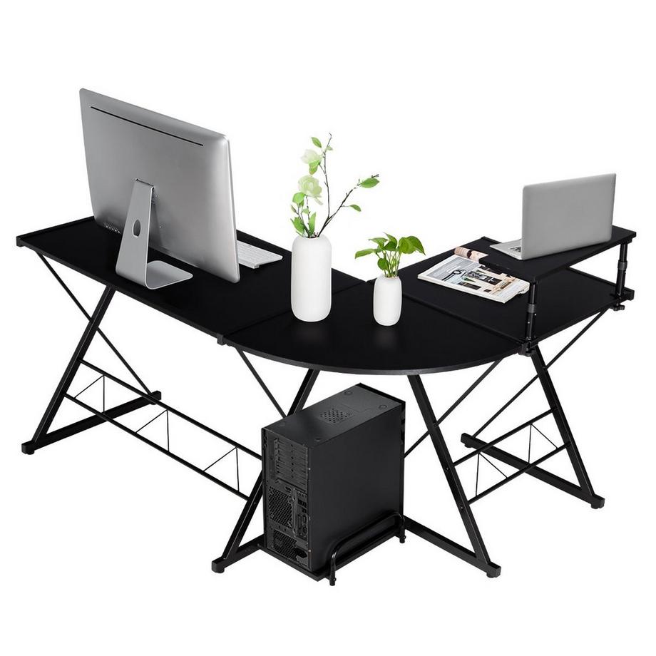 Northix L-Form Computertisch Schreibtisch Bürotisch Ecktisch Winkelschreibtisch Schwarz  