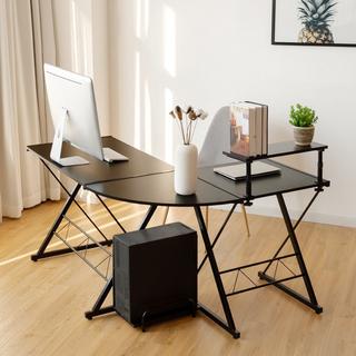 Northix Table d'ordinateur en forme de L, bureau, table d'angle, bureau d'angle, noir  