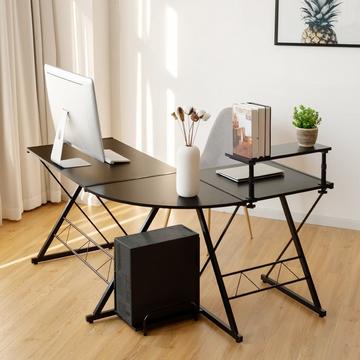 Table d'ordinateur en forme de L, bureau, table d'angle, bureau d'angle, noir