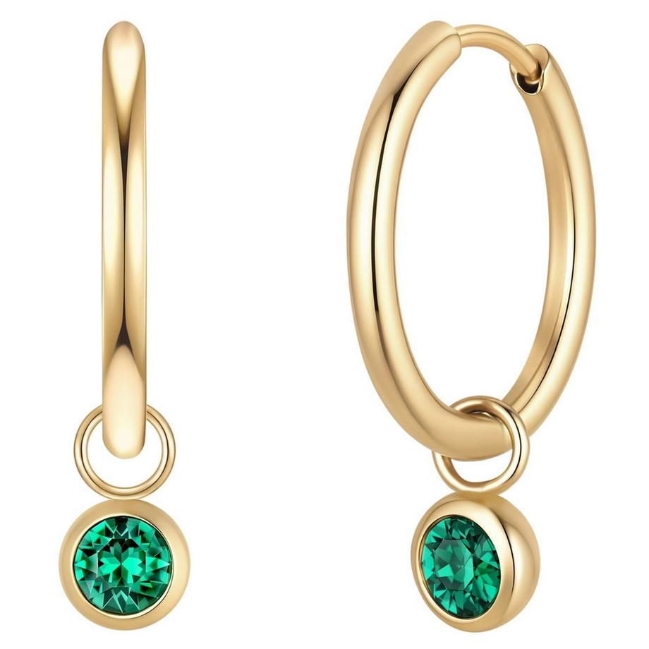 Creolen Geburtsstein Mai Edelstahl verziert mit Kristallen von Swarovski