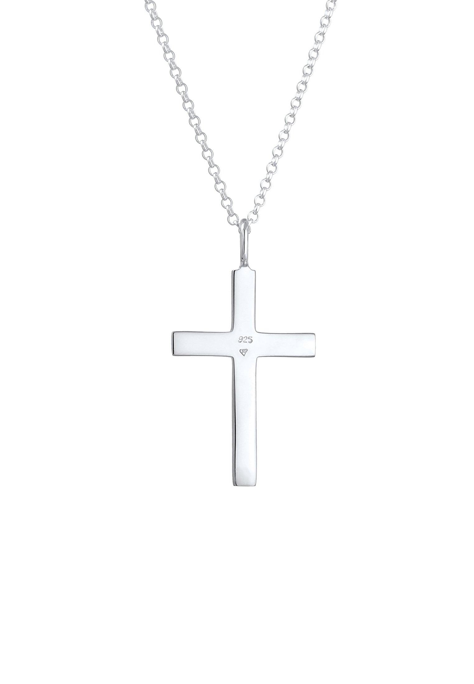 Kuzzoi  Collier Herren Erbskette Kreuz Oxidiert Massiv 925 Silber 