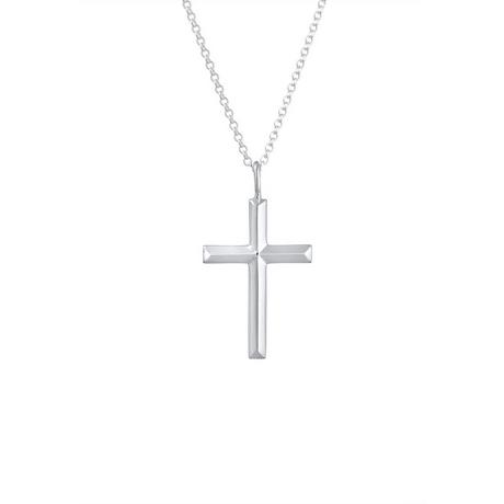 Kuzzoi  Collier Herren Erbskette Kreuz Oxidiert Massiv 925 Silber 