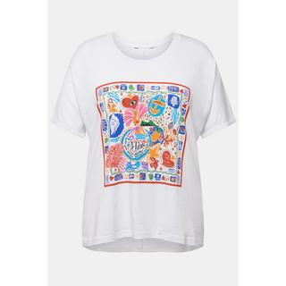 Ulla Popken  T-shirt oversize, col rond et manches courtes, motif cœur 