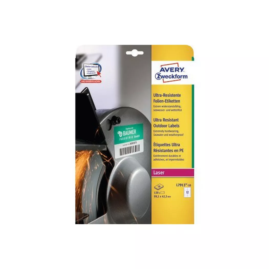 Avery-Zweckform – AVERY ZWECKFORM Etiketten 99,1×42,3mm,ultra-resistent 10 Blatt, One Size, Weiss