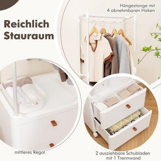 Northix Portant à vêtements avec 2 tiroirs porte-manteau à roulettes verrouillables 52 x 40 x 161 cm blanc  