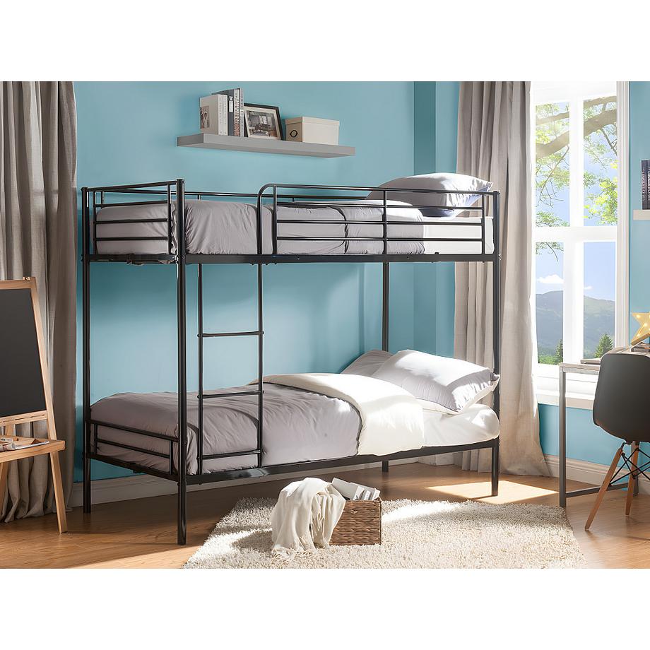 Vente-unique Letto a castello 2 x 90 x 190 cm Nero + Materasso - DUOTIS II  