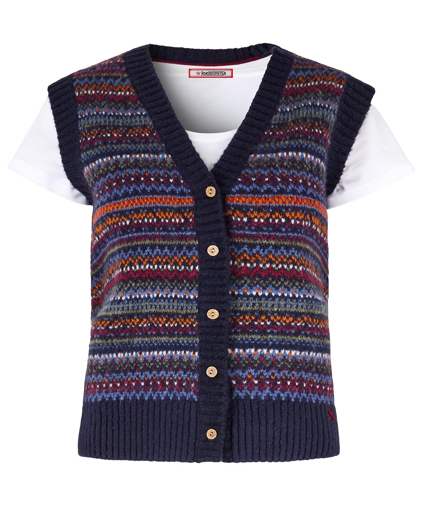 Joe Browns Gilet Maglia Senza Maniche Motivo Fair Isle  