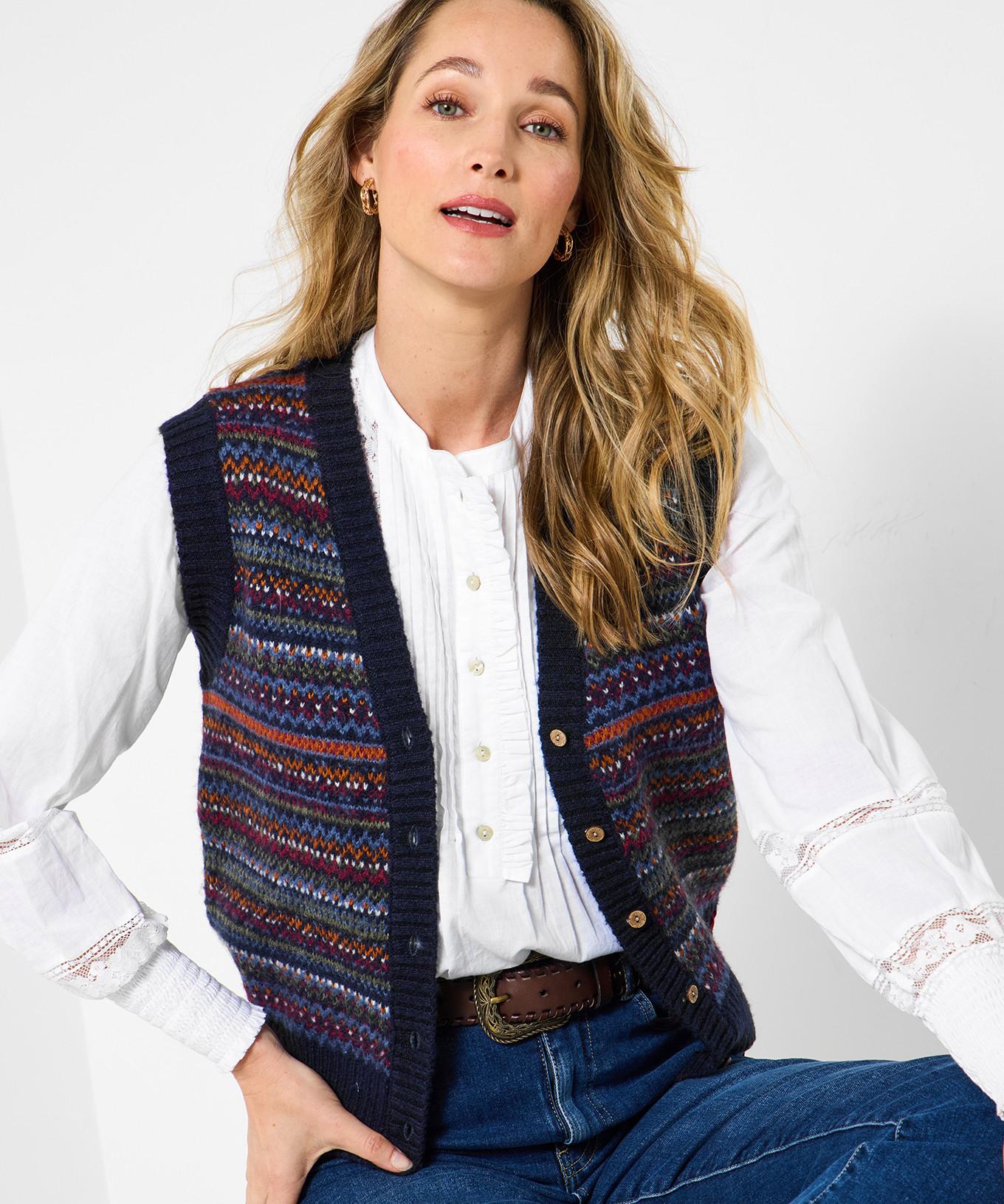 Joe Browns Gilet Maglia Senza Maniche Motivo Fair Isle  