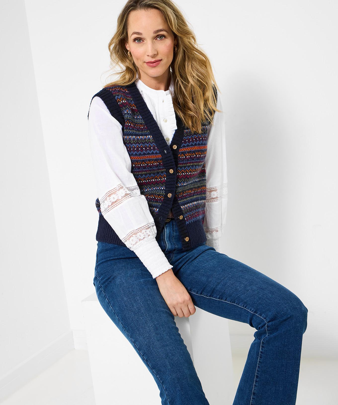 Joe Browns Gilet Maglia Senza Maniche Motivo Fair Isle  