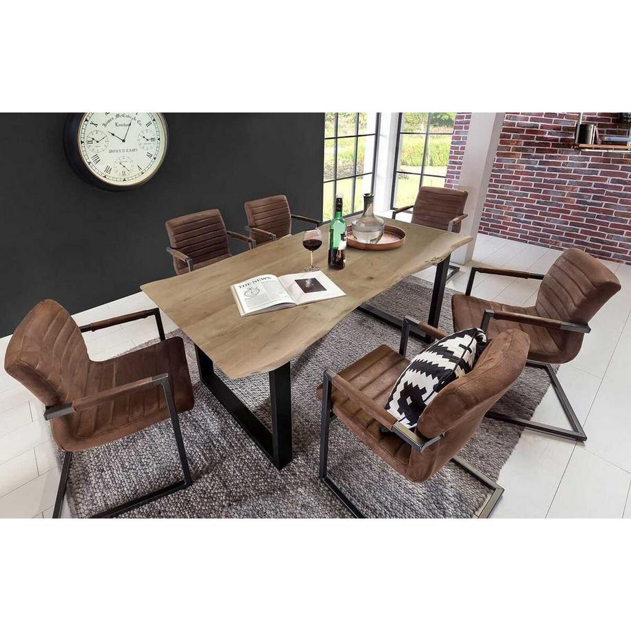 mutoni Tavolo da pranzo in legno massiccio acacia acciaio 160x85  