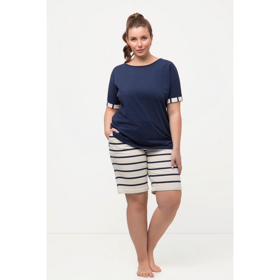 Ulla Popken Homewear Kuschelweiches Rundhals Halbarm Sweatshirt  