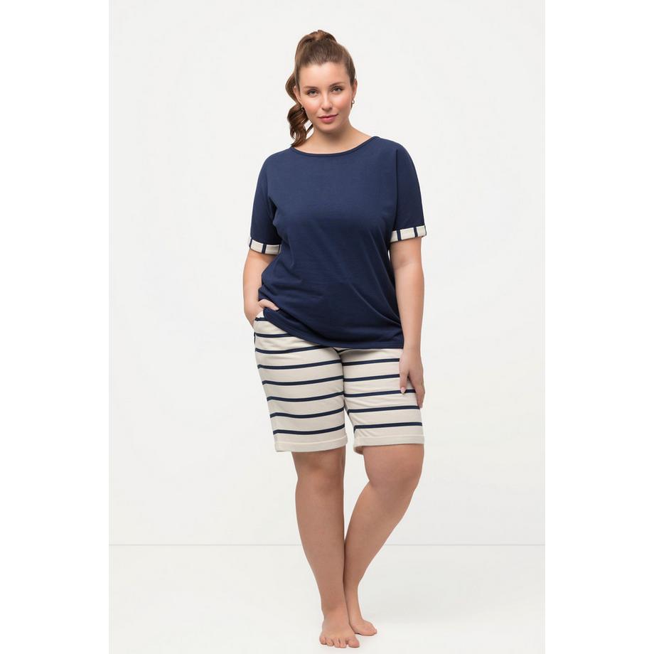 Ulla Popken Homewear Kuschelweiches Rundhals Halbarm Sweatshirt  