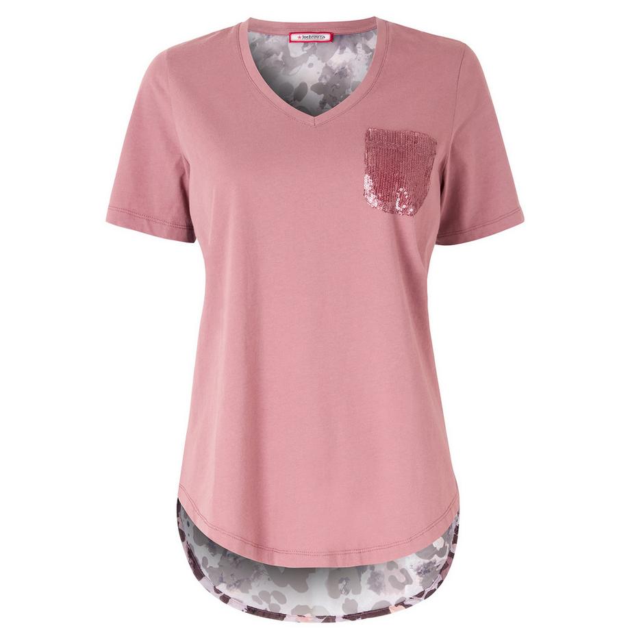 Joe Browns Blassrosa T-Shirt mit gewebter Rückseite  