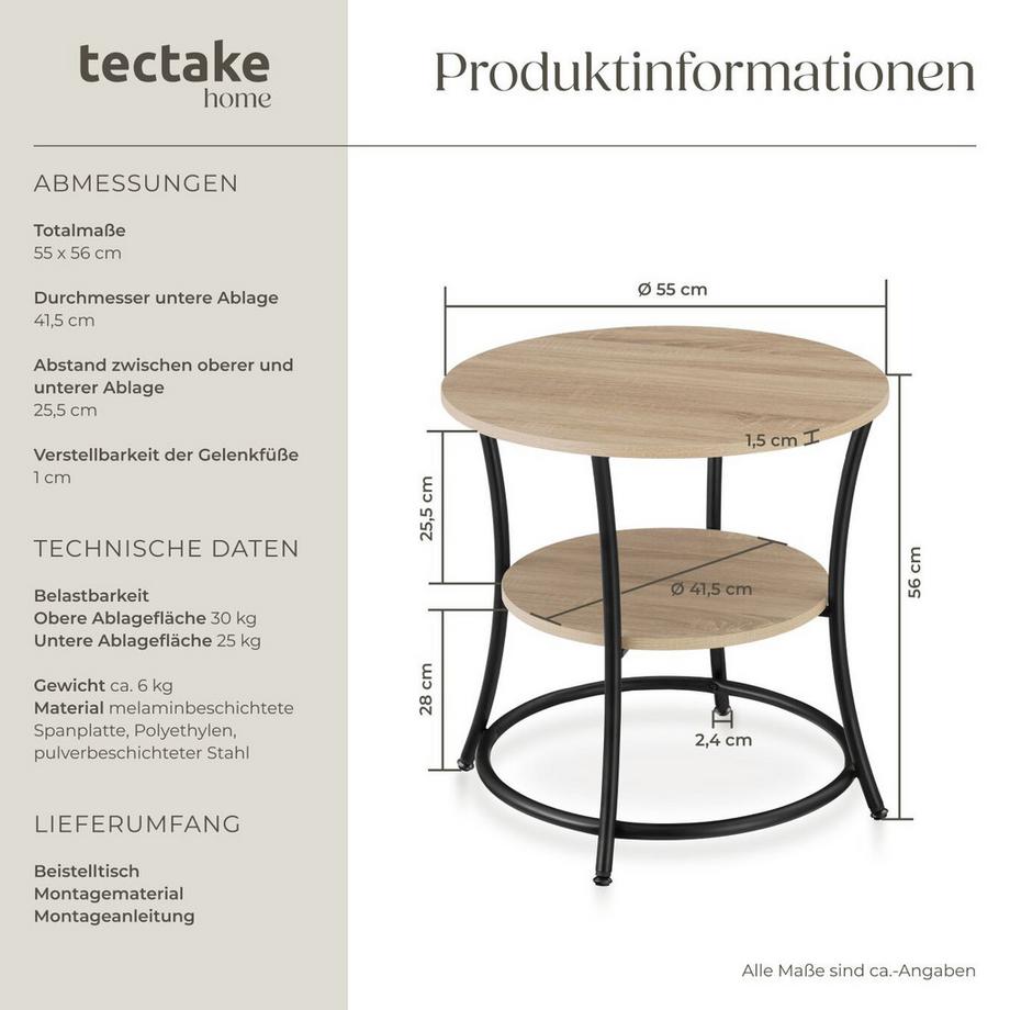 Tectake Table d'appoint SAINT LOUIS style industriel  