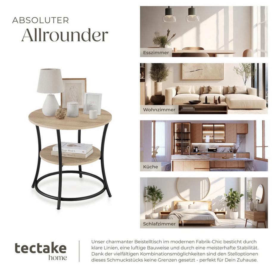 Tectake Beistelltisch Saint Louis Industrial Style Holz und Stahl  