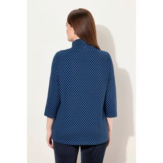 Ulla Popken  Sweat-shirt en coton bio, motif Jacquard. Col montant et manches 3/4. 