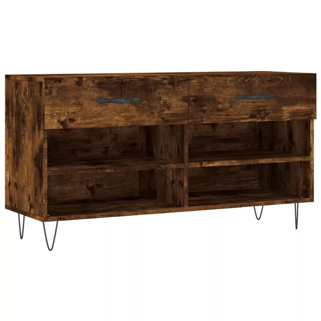 Banc à chaussures chêne fumé 102x35x55 cm bois d ingénierie