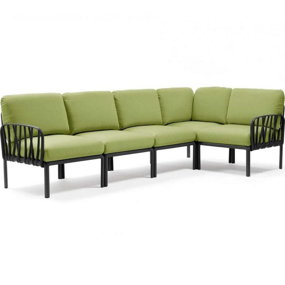 Chaise longue de jardin komodo (5 pièces) avocat anthracite
