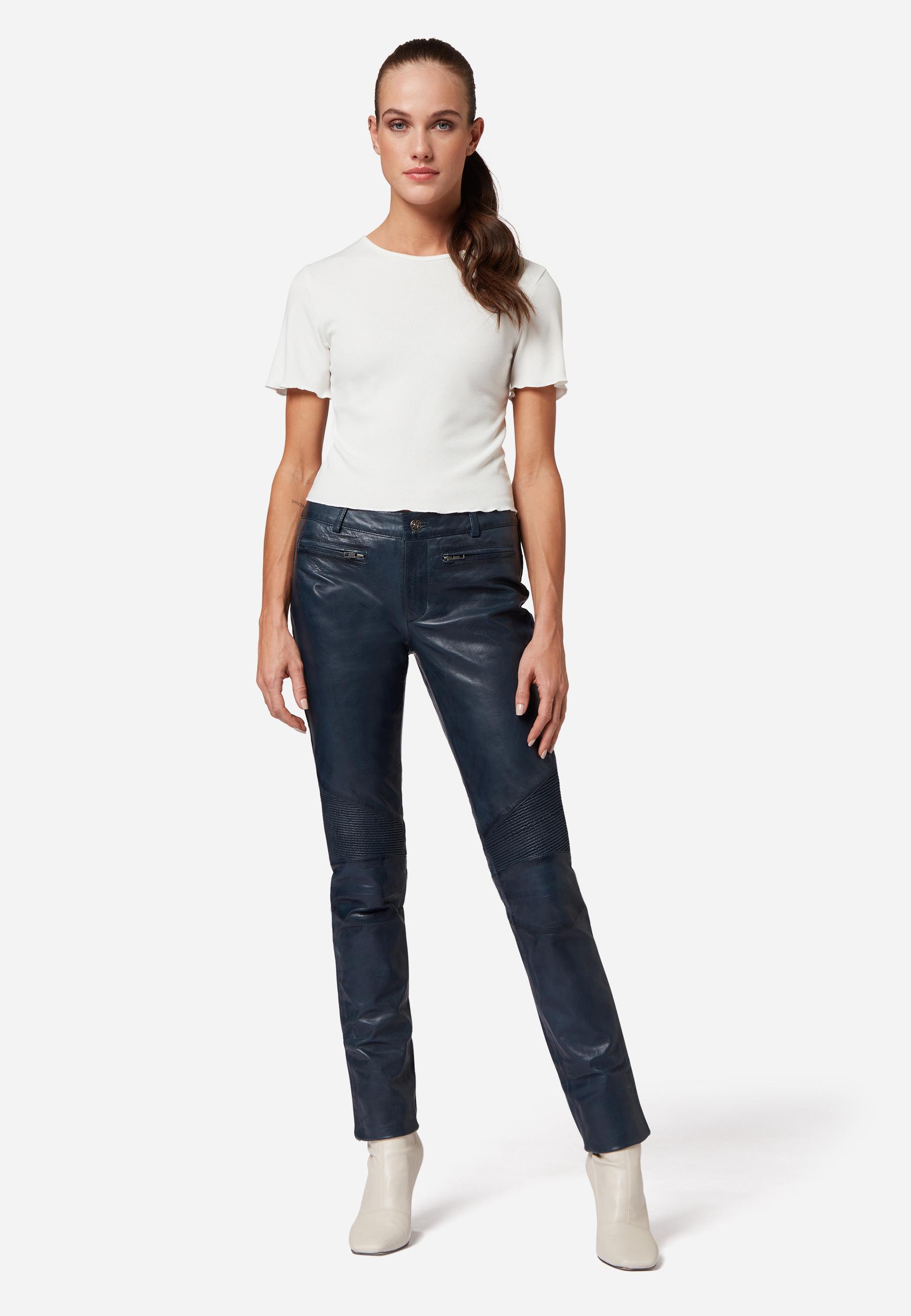 RICANO  Pantalon en cuir  Donna, avec éléments de biker 